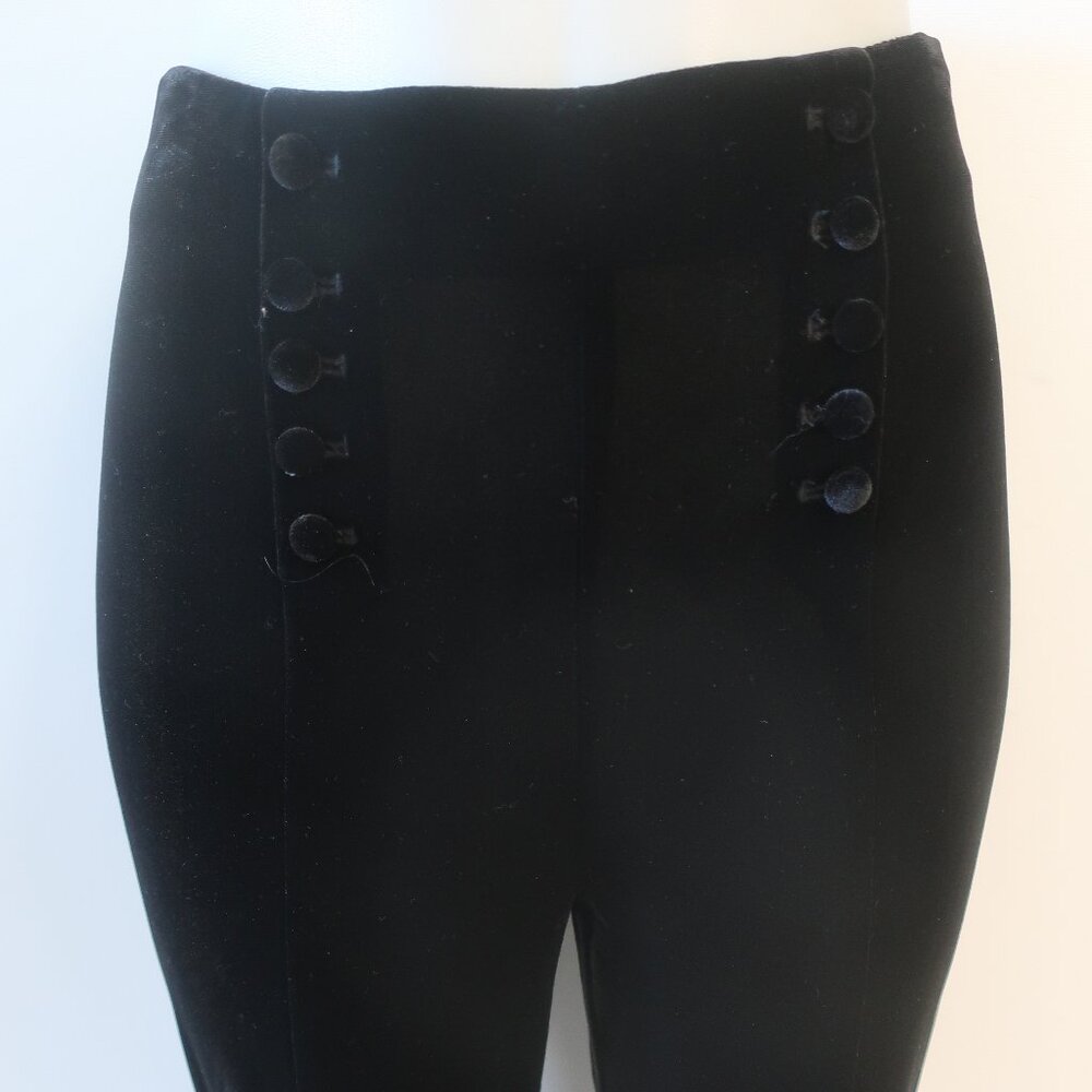 Womens Monique Lhuillier Black (Item- 8) Velour Flat Front Faux Button Pants 8